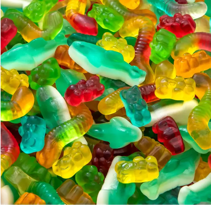 Gummy Candy Mix, Dye Free Candy, Fruit Flavors, 2 Lb Bag | Gummy Worms, Gummy Sharks, Gummi Bears, Dye Free Gummies