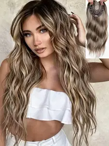 Game-Changer for Thinning Hair! 22" Balayage Wavy Hair Topper, Clip-In, Wavy Synthetic Hairpieces, Natural-Looking Waves, Premium Synthetic for Fullness & Confidence in Minutes!