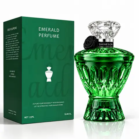 SHINESONN Women's Emerald Gemstone Eau de Parfum - 75ml (2 to 2.9 fl oz) Alcohol-Containing Adult Fragrance, Long-Lasting Fresh Floral Scent with Osmanthus, Citrus, Orchid, Rose, Musk, Floral Fragrance