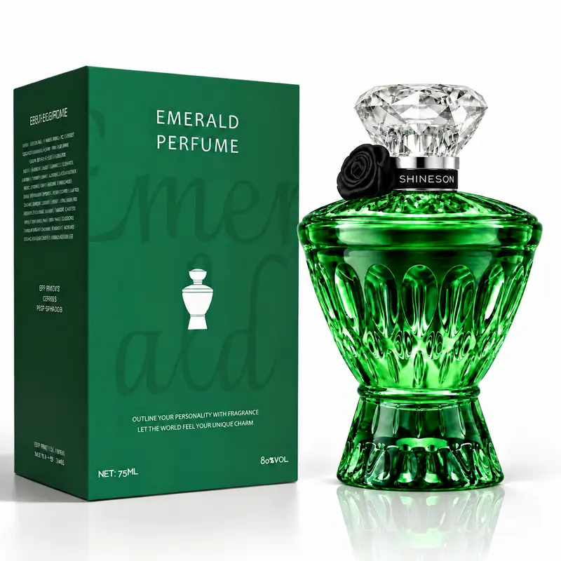 SHINESONN Women's Emerald Gemstone Eau de Parfum - 75ml (2 to 2.9 fl oz) Alcohol-Containing Adult Fragrance, Long-Lasting Fresh Floral Scent with Osmanthus, Citrus, Orchid, Rose, Musk, Floral Fragrance