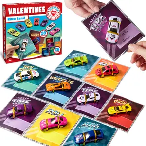 28Pcs Die-cast Racing Cars With Kids Valentines Cards Classroom Exchange  easter gifts for kids