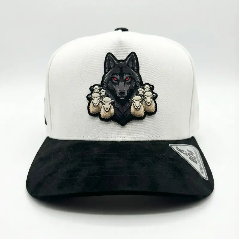El Malo Del Cuento Men's Lone Wolf Snapback Hat Cap - Corrido Style, Detailed Alpha Wolf Patch, Premium Black Suede Brim, Adjustable Fit for Casual Outfits, Casual Outfits Cap, Mens Hats, Baseball Cap