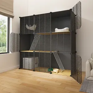 Indoor Cat Cage with Integrated Litter Box and Free Assembly, Multi-Functional Cat House for Comfort and Convenience, Stylish Cat Villa for Your Pet, Litter Box Enclosure