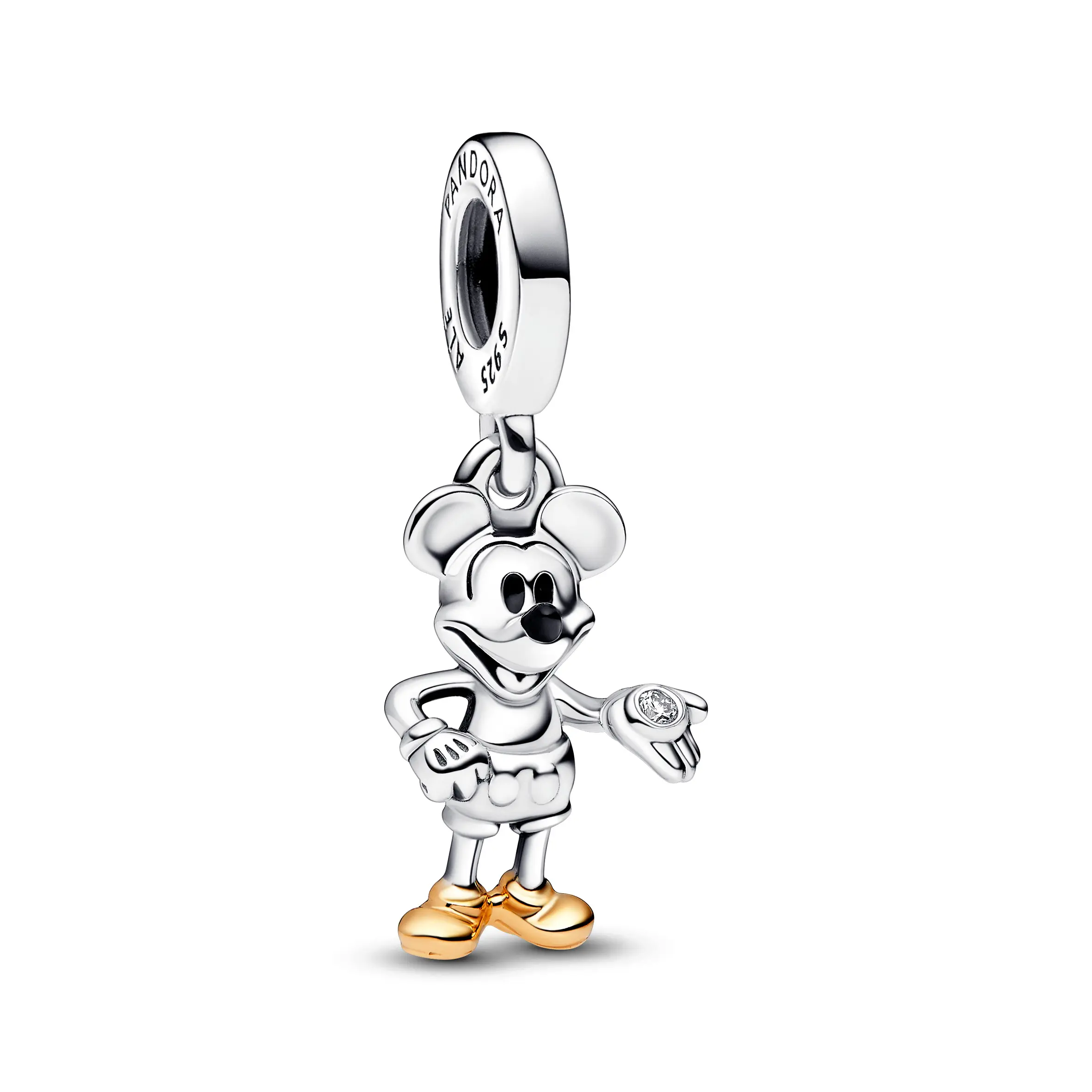 Pandora Disney 100th Anniversary Mickey Mouse Lab-grown Diamond Dangle Charm 792812C01, Collectibles, Charms & Pendants, Engraved Logos, Classic Dainty Charms & Pendants