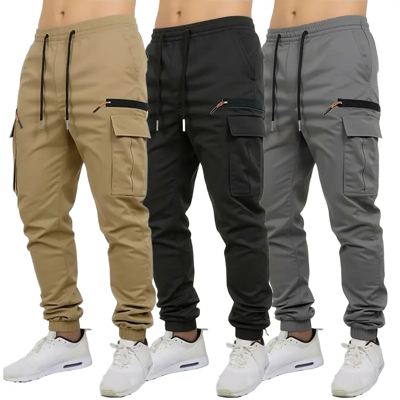 Clean Gent 3-pack: men’s solid-color cargo pants, multifunctional outdoor workwear, versatile casual comfortable long pants for men, suitable for everyday and outdoor wear, ideal for all seasons. Trouser