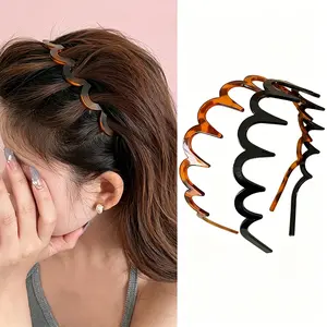 Women's Summer Wavy Headband-Versatile Everyday Style |   High-Arch Design with Comb Teeth |   Retro-Inspired |   Elegant Tortoiseshell Pattern Wavy Headband-Non-Slip Design