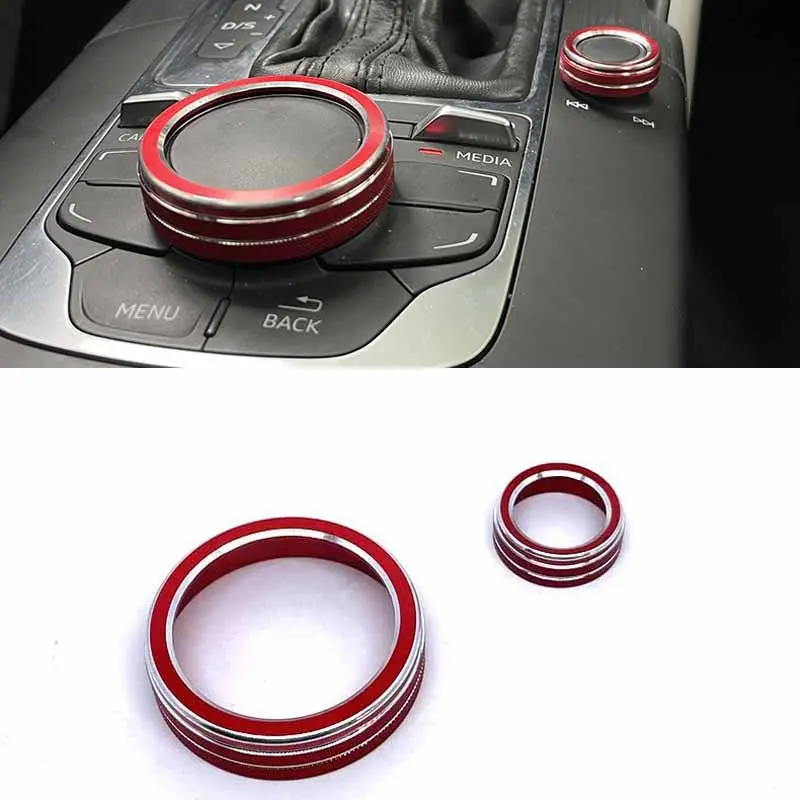 Stylish 2-Piece Car Accessories Set for Audi A3 S3, Elegant Aluminum Alloy Multimedia Knob Decor, Scratch-Resistant Volume Rings, Car Interior Accessory, Automotive Interior Accessories, Car Interior Decorative, Car Decorations