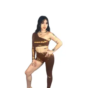 Metalic Glow catsuit costume for dancers, gymnast. Clothing