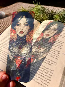 reading bookmark reading Gothic Lady Bookmark – Dark Victorian Vampire Bookmark for Book Lovers, Gothic Fantasy Gift, Mysterious Page Marker, Elegant Horror Art Laminated Spooky