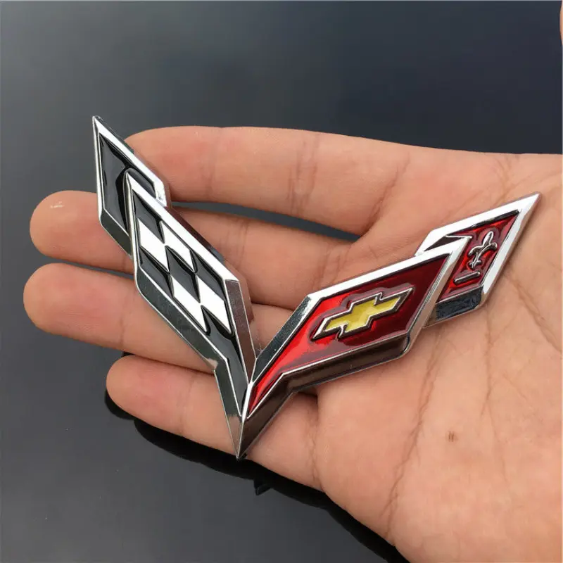 Corvette Emblem Decal 3D Metal Car Logo Windshield Sticker, Car Window Decals, Automotive Decals, Automobile Decals, Universal Car Sticker Auto Accessories Badge For Chevrolet Cruze Malibu Colorado Suburban Equinox Blazer Silverado Tahoe SS Impala