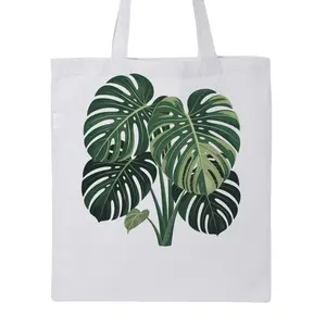 Monstera Leaves Canvas Tote Bag