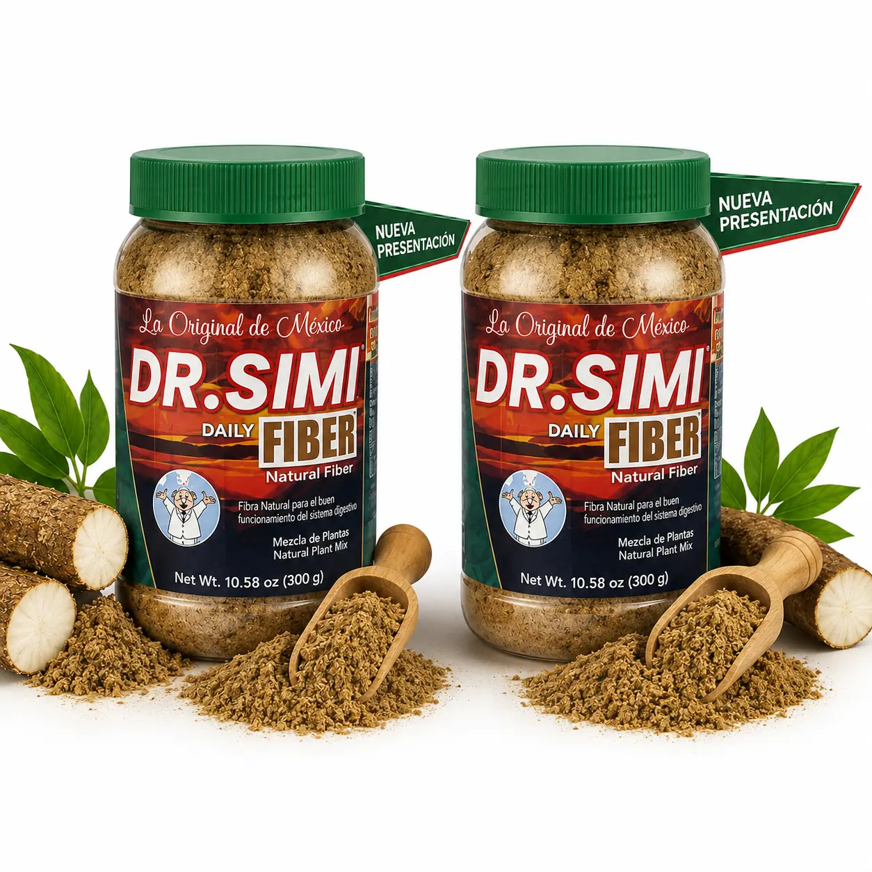 2 Pack New Packaging! Same Viral Formula - La Original Fibra de Mexico Dr.Simi Daily Fiber 300g (10.5oz) - All-Natural Fiber Blend with Wheat Bran, Maguey, and Cocoa – Perfect Mix for Food & Smoothies