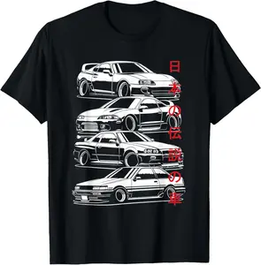 Cotton Graphic Tees Streetwear Vintage Skyline Automotive JDM Legend Tuning Car T-Shirt
