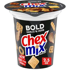 Chex Mix Bold Garlic and Herb Snack Mix, Snack Cup, 2.5 oz,  Crunchy snacks, Part snacks