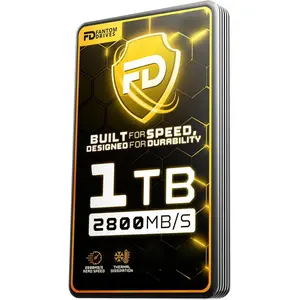 Fantom Drives eXtreme 1TB 2TB 4TB External SSD - 2800MB/s, Thunderbolt 3, USB Type-C, Aluminum, 3D NAND TLC, TB3X-2300N1TB, 5 Year Warranty