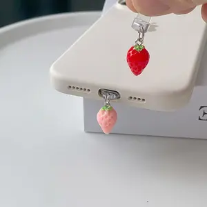 Cute Strawberry Dust Plug, Decorative Anti-Dust Cover Accessory for Electronics, Small Size, Easy to Use, Perfect Gift Idea