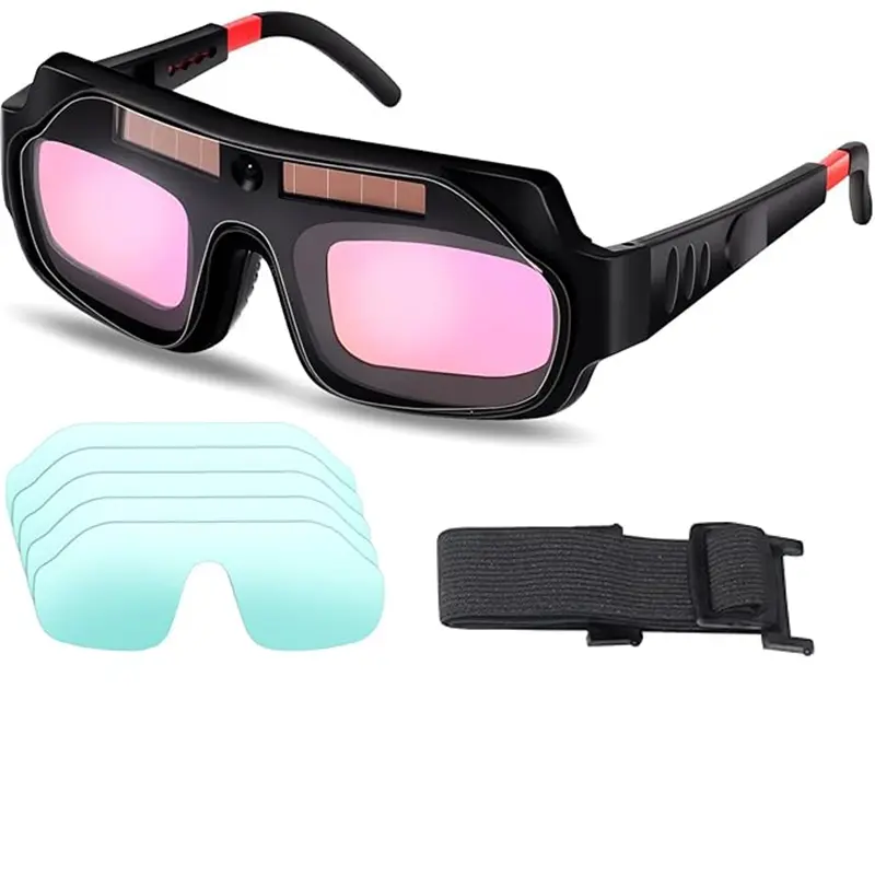 Automatic Dimming Welding Glasses, Light-Change Auto-Darkening Anti-Glare Eye Shield Protective Goggles for Welding Masks, True Color Safety Glasses Accessories