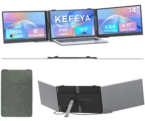 KEFEYA Triple Laptop Screen Extender 0.17" Ultra-Thin, 14" 1080P FHD Portable Monitor for Laptops 13-17.3", Ultra-Slim Laptop Monitor Extender Display 2.2 LB Lightest, USB-C HDMI Plug-Play for Mac Windows PS Switch Work Travel summerwins