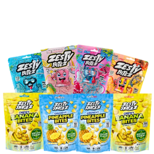 Zesty Bitez Best of Both Worlds Bundle | 8 Bag Variety Bundle (Dried Fruit + Sour Candy)
