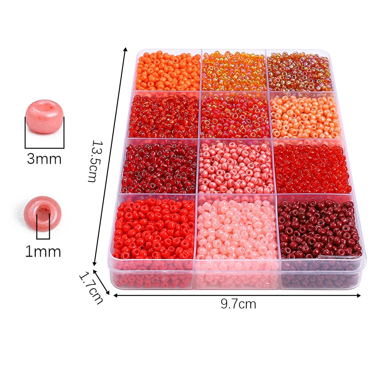 3mm Multicolor Glass Seed Beads Kit 12 Grid Organizer Box ≈6000pcs for DIY Bracelet Necklace Jewelry Making