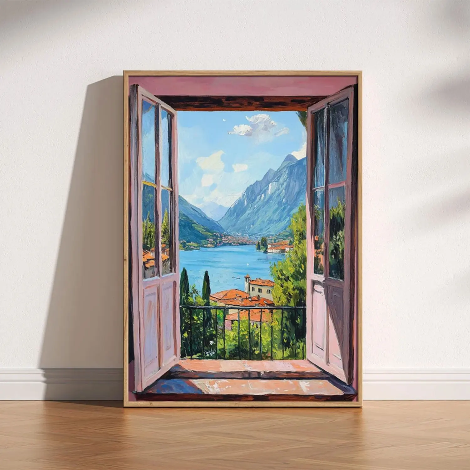 Open Window Wall Art Print | Scenic Lake and Mountain View Poster | Tranquil Home Decor for Living Room or Bedroom