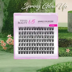 VEYESBEAUTY Dreamy 10mm-18mm Cluster Lash Single Length Refill & Replacement OptionFor Mixed Length Invisible Band Lashes Eyelashes Newbie's Five-Second Volume Wispy Soft Comfortable Mini Tray Makeup Cosmetic for Self Application at Home