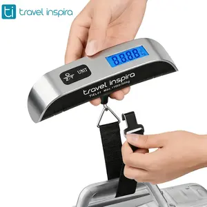 travel inspira Digital Luggage Scale, 110lbs Hanging Baggage Scale, Backlit LCD, Portable Suitcase Weighing Scale with Hook, Battery Included, Accurate Weighing, Strong Straps, Travel Essentials