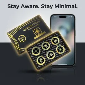 EMF Reducing Stickers, Multi Device Protective Stickers, Sleek Gold/Silver Finish for Phones, Laptops,Airpods,6Pcs