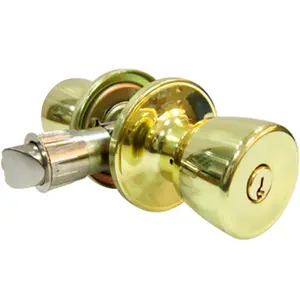 212 MAIN Taiwan Fu Hsing Industrial 221810 Tru-Guard Tulip-Style Polished Brass Mobile Home Entry Doorknob Lockset, Adjustable Latch, Door Hardware for Mobile Homes