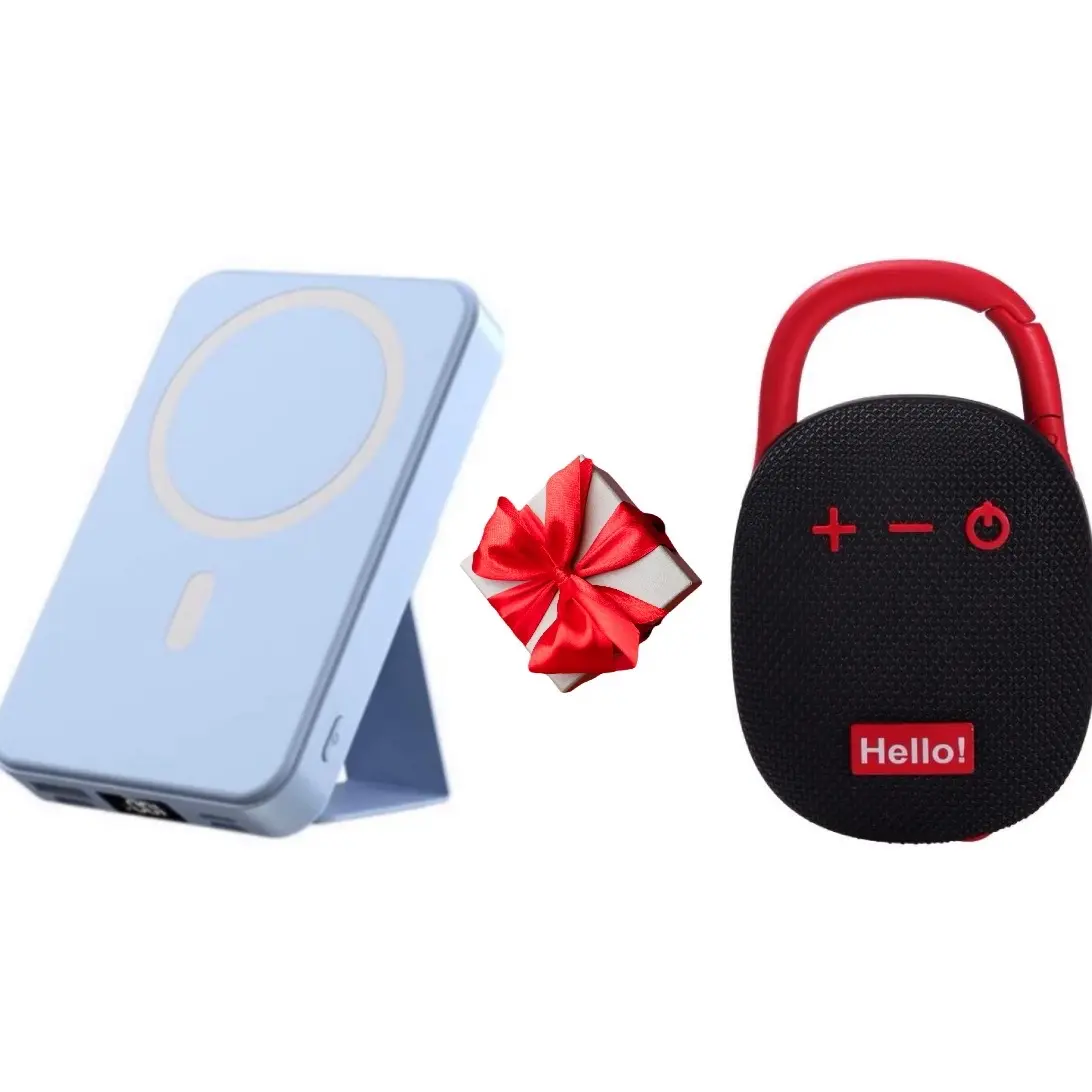 Wireless Magnetic Charger & Bluetooth Speaker Bundle for Gifting, 10000mah Capacity, LED Display, MagSafe Compatible for iPhone 16/15/14/13/12 Pro/Pro Max/Plus, Type-C Cable, Charge,  Accessories Device Smartphone Digital Mobile Charging Battery Portable