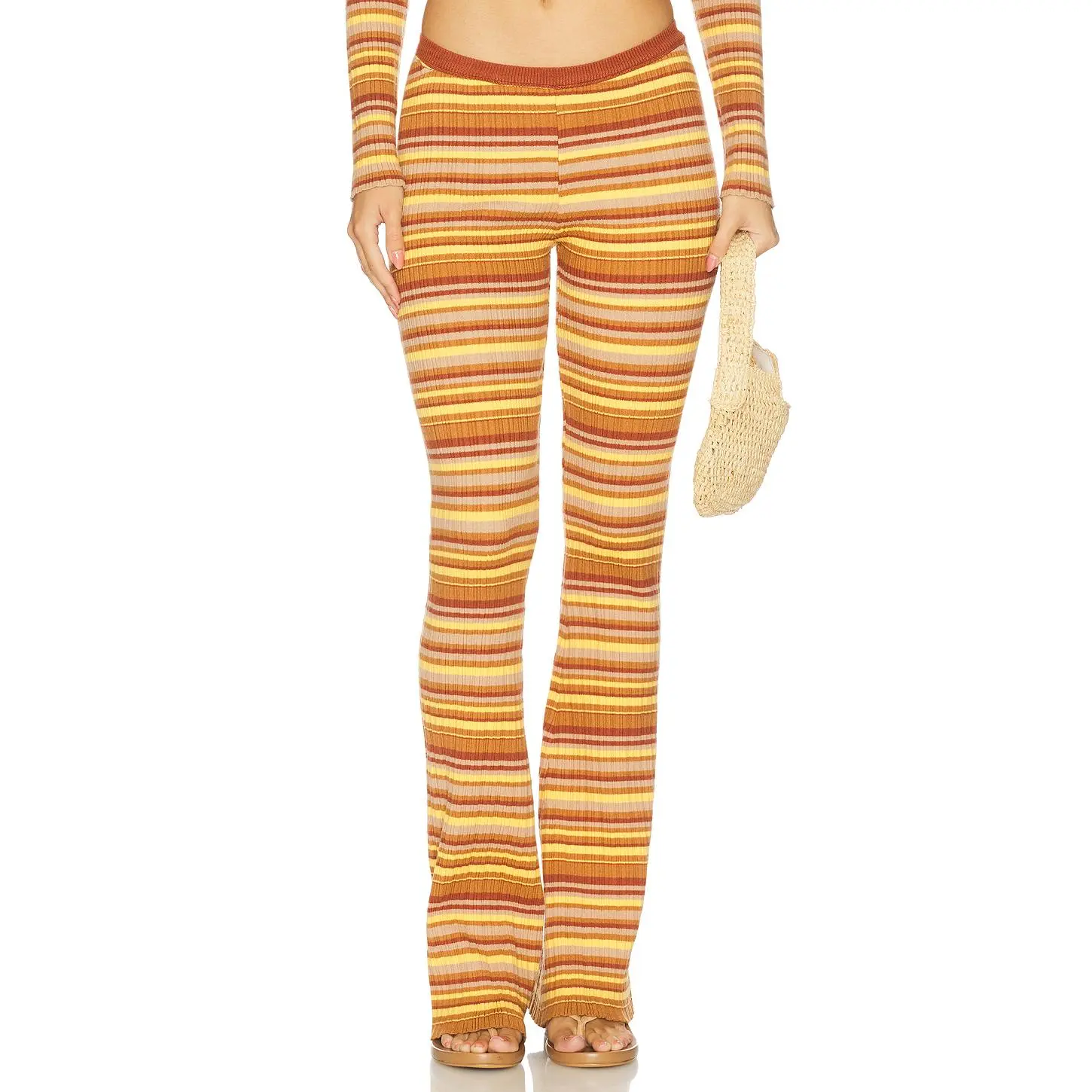 Bananhot Ann Pants in Toffee Rib Stripes