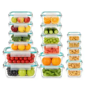 18 Pack Glass Meal Prep Containers Airtight Lids,Multi-Use Food Storage Jars for Office Lunch,All Kitchen Appliance Safe,BPA Free