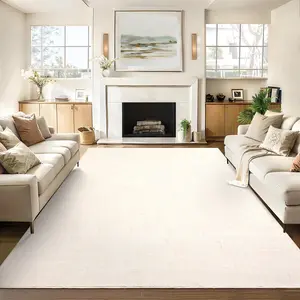 Garvee Washable Modern Rugs in 8x10 and 9x12 Feet Sizes - Stain-Resistant, Short Pile, Solid Color, Suitable for Living Room, Bedroom, Playroom, and Various Home Spaces