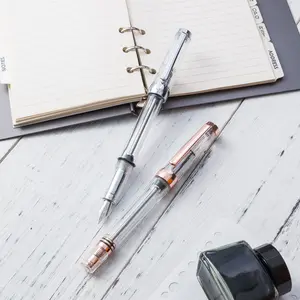 WingSung 3013 Extra-large capacity vacuum piston fountain pen with a fully transparent body and smooth writing