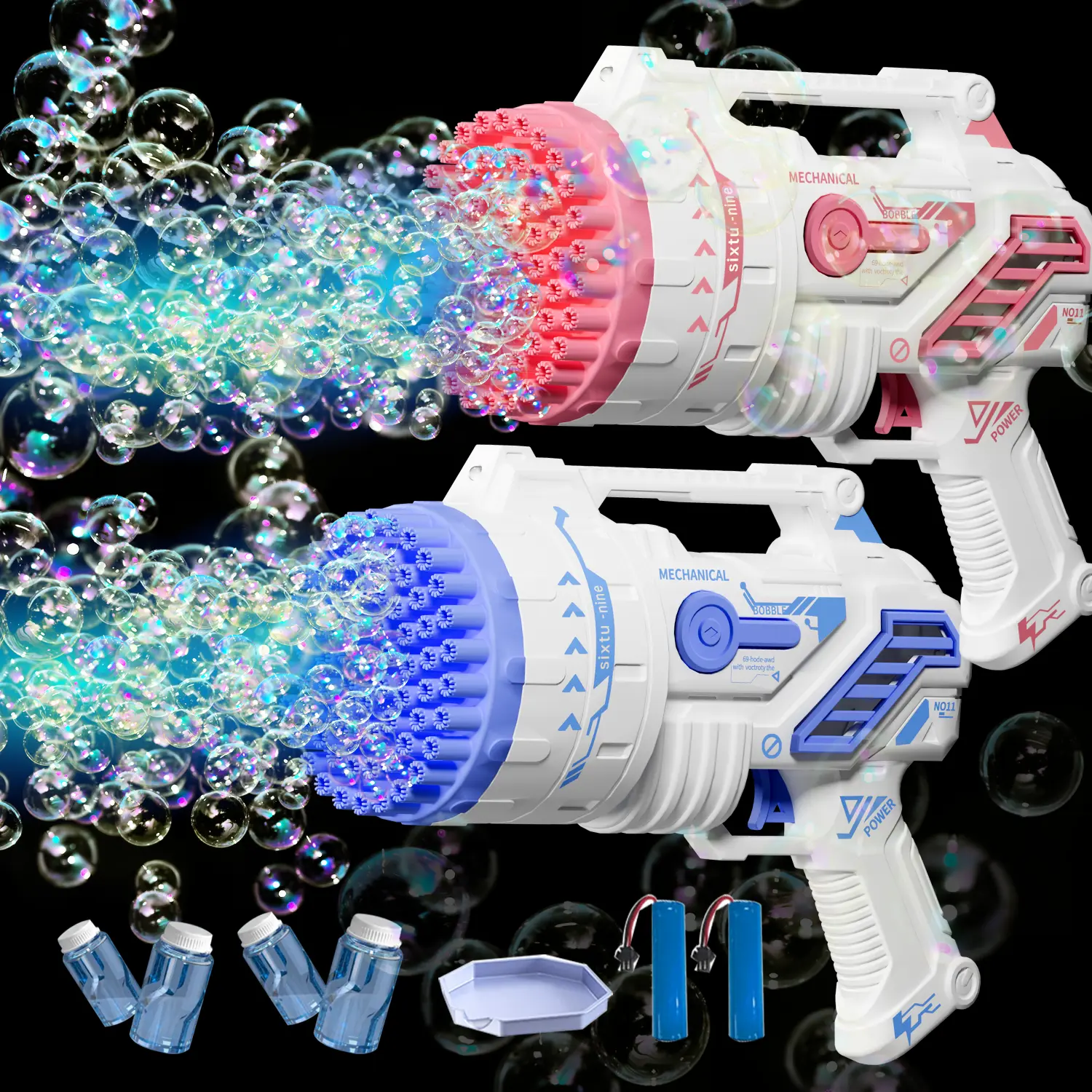 Upgraded Color Bubble Machine, Bubble Machine Toy With Lights,69 Hole Popular Rocket Bubble Machine,Bubbles Toy For 3-12 Years Old Boys Girls Gift Toys bubbly blaster