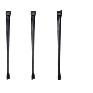 3pcs Professional Eyebrow Brushes Set with Extra Thin Eyeliner Brush Double Head Use Includes Flat Tapered Ultra Thin Fine Angled Slanted Brushes for Makeup Eyeliner Application