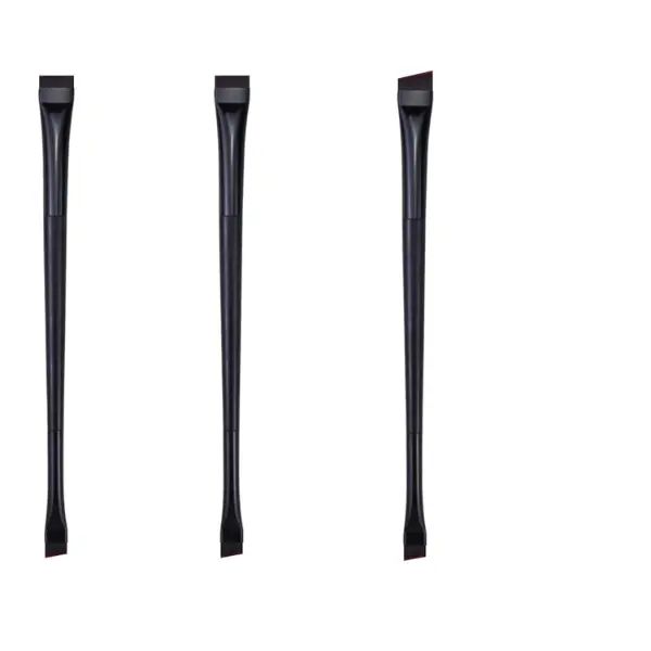 3pcs Professional Eyebrow Brushes Set with Extra Thin Eyeliner Brush Double Head Use Includes Flat Tapered Ultra Thin Fine Angled Slanted Brushes for Makeup Eyeliner Application