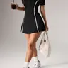 Women’s Spring/Summer Colorblock Zip-Front Dress with Inner Lining, Short-Sleeve Moisture-Wicking Sports Yoga Dress, Sporty Dress, Activewear Dress, Workout Dress