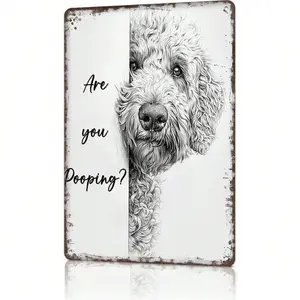 Funny Goldendoodle Aluminum Wall Sign Decorative Plaque Vintage Retro 8x12 Inch Dog Lover Bathroom Humor Art for Home Bar Decor Bathroom Decorations Signage Bathroom Signs