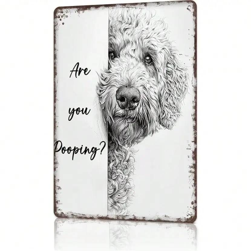 Funny Goldendoodle Aluminum Wall Sign Decorative Plaque Vintage Retro 8x12 Inch Dog Lover Bathroom Humor Art for Home Bar Decor Bathroom Decorations Signage Bathroom Signs