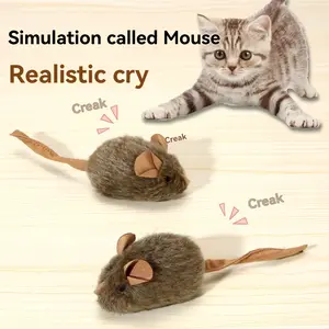 Interactive Plush Mouse Cat Toy, Realistic Mouse Shape with Touch Sensing Sound, Meowing Kitten Self-Entertainment, Durable Chew Toy