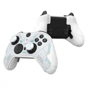 PlayVital Stellar Mecha Silicone Cover Skin for Xbox Elite Series 2 & Elite Series 2 Core, Non-Slip Grip Protector for Xbox Elite 2 with Thumb Grips & Stickers, Warm White & Snow White
