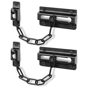 2-Pack Black Door Chain Locks – Heavy Duty Security Chain for Inside Doors with 12 Screws