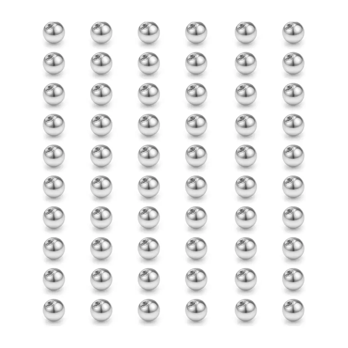 60-Piece 16G Solid 316L Stainless Steel Body Jewelry Replacement Balls, 3mm/5mm Mix, Smooth Surface, Nickel-Free, Hypoallergenic, Solid Finish Nose Stud