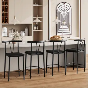 OUTGOODS Comfortable Counter Height Bar Stools Set – 25 Inch Barstools with Backrest & Footrest, Thick Cushioned Dining Chairs for Kitchen Island & Dining Room