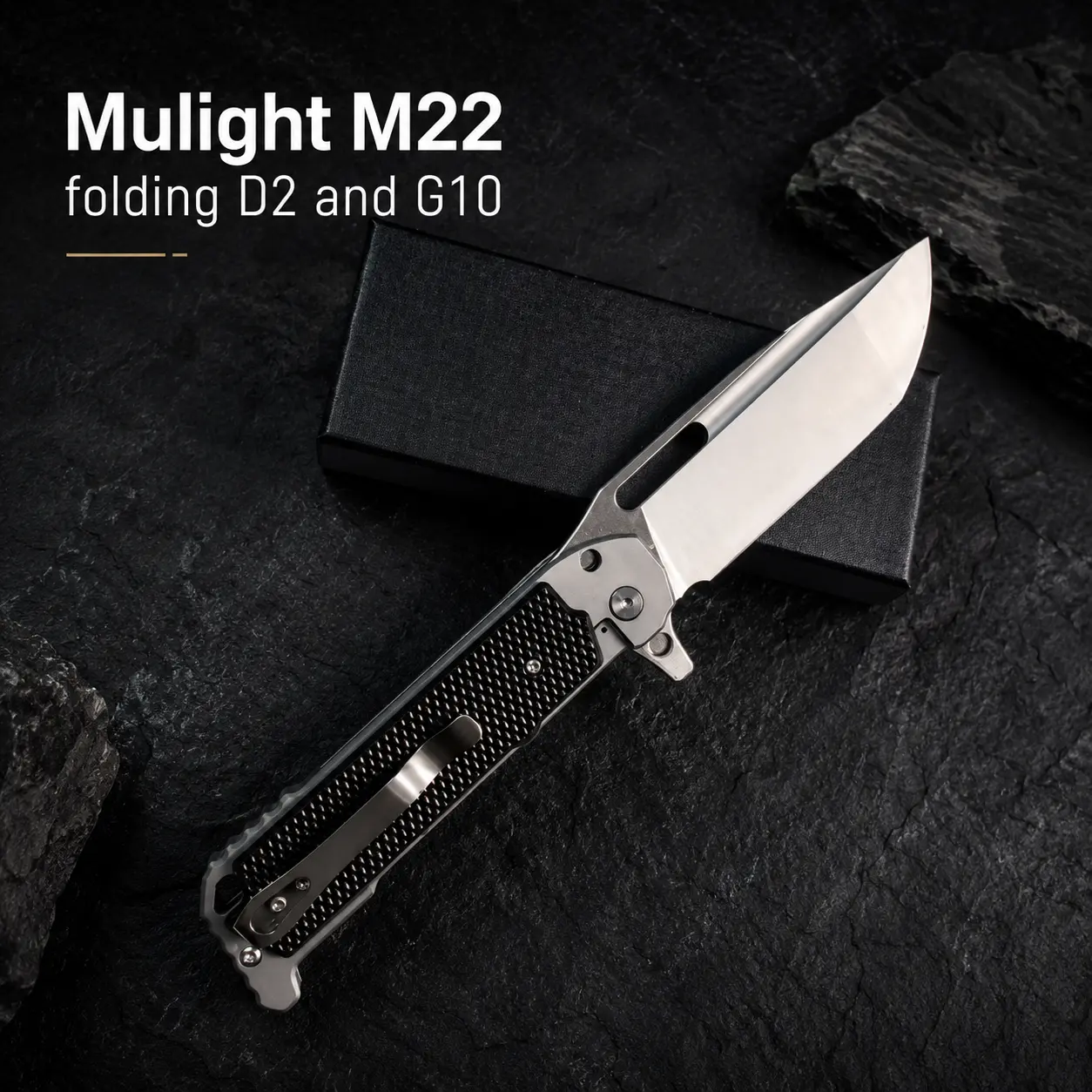 Mulight M22 focket tool - Premium Folding EDC Tool with Textured Black Handle and Satin Finish
