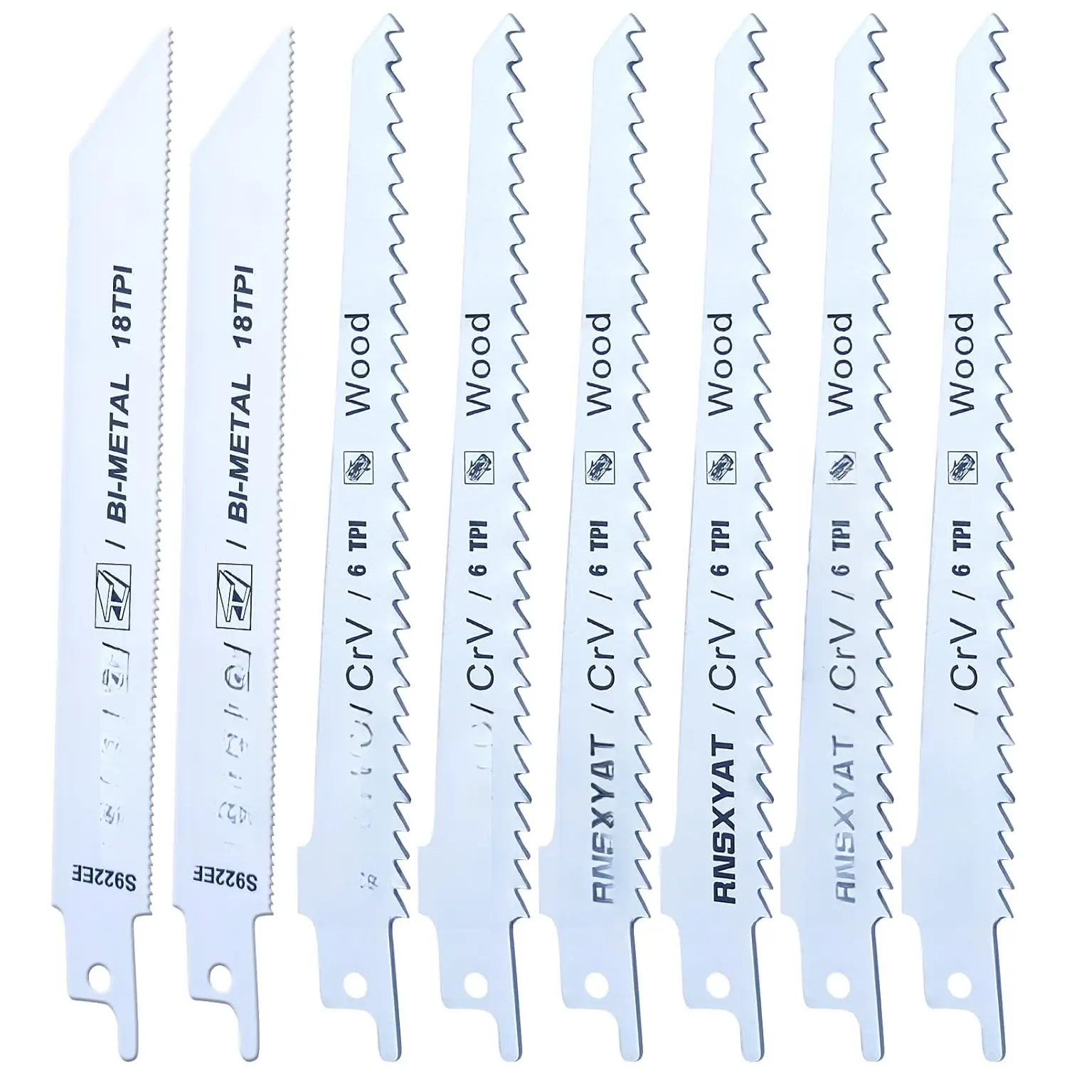 Reciprocating   for  Pruning, 8 count Sawzall  Assortment Including 6 Woodcutting & 2 Carbide Metal ,  zalls  Holder with Storage Case (6in 6TPI + 6in18TPI) by