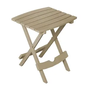 212 MAIN Adams Quik Fold Rectangular Resin Folding Side Table - Biscuit Color, Portable, Outdoor-Ready, Weatherproof Resin Frame