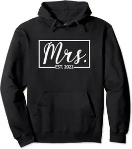 Mrs. Est. 2022 Married Wedding Wife Hubby Couple Mr Matching Pullover Hoodie - Laronstu Shop 67B09PNJRKM9
