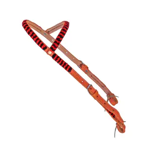 Charro Black Red Cabezada Chomiteada Headstall